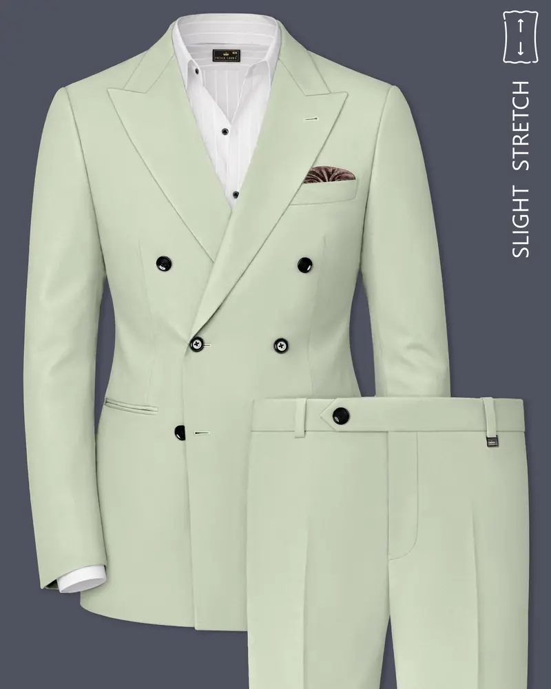 Breeze-Mint Green Slight Stretch Subtle Sheen Poly-Viscose Double Breasted Suit 1