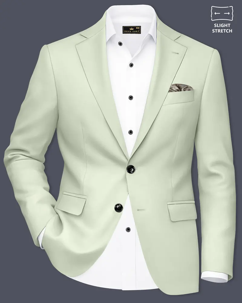 Breeze-Mint Green Slight Stretch Subtle Sheen Poly-Viscose Single Breasted Blazer 1