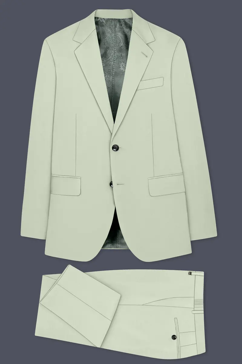Breeze-Mint Green Slight Stretch Subtle Sheen Poly-Viscose Single Breasted Suit 11