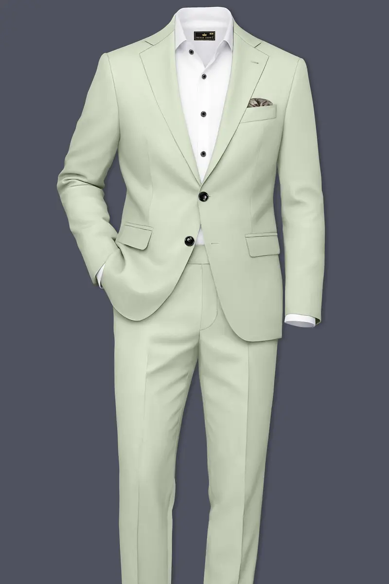 Breeze-Mint Green Slight Stretch Subtle Sheen Poly-Viscose Single Breasted Suit 4