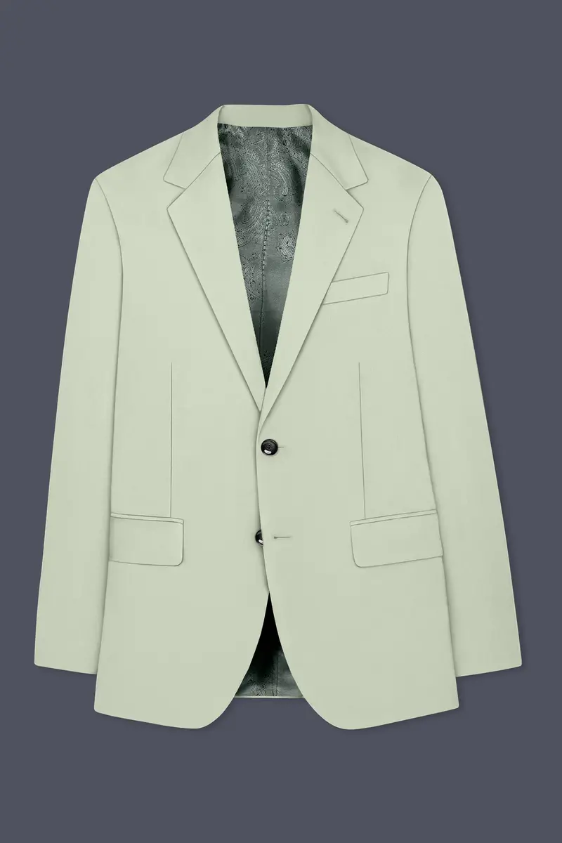 Breeze-Mint Green Slight Stretch Subtle Sheen Poly-Viscose Single Breasted Suit 8