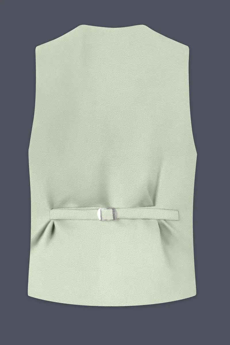 Breeze-Mint Green Slight Stretch Subtle Sheen Poly-Viscose Waistcoat 4
