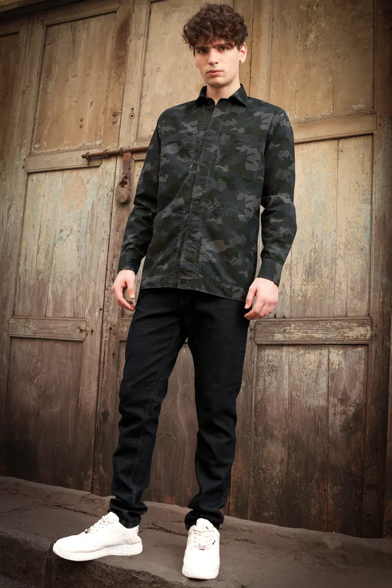 Brich Green And Filnt Gray Camouflage Military Printed Heavyweight Designer Overshirt/Shacket 12