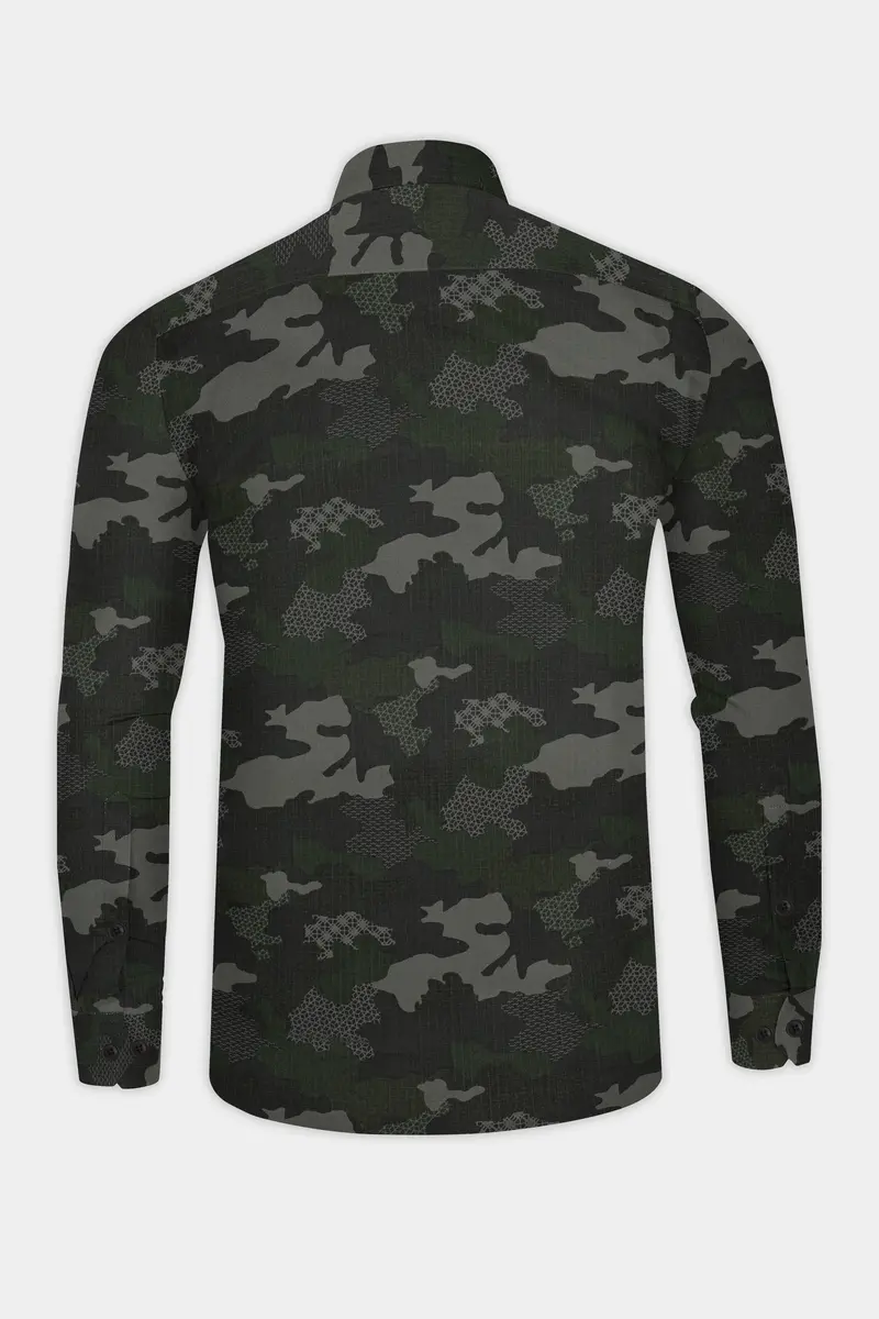 Brich Green And Filnt Gray Camouflage Military Printed Heavyweight Designer Overshirt/Shacket 7