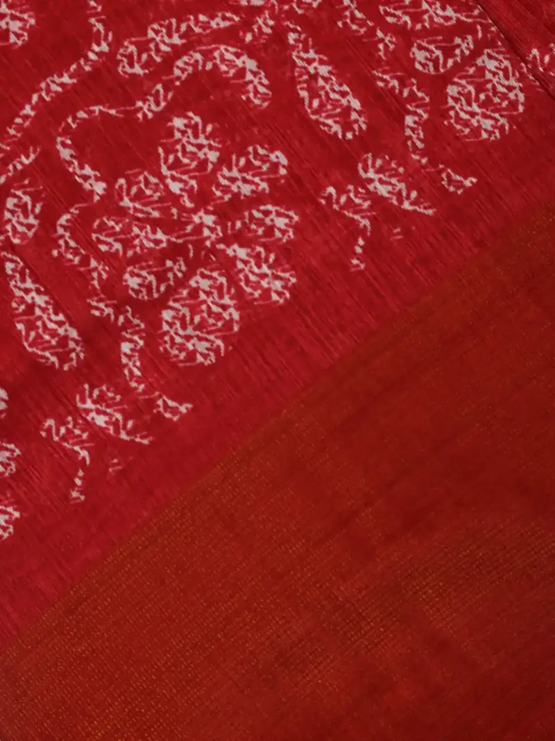 Brick Red Floral Printed Cotton Saree 2