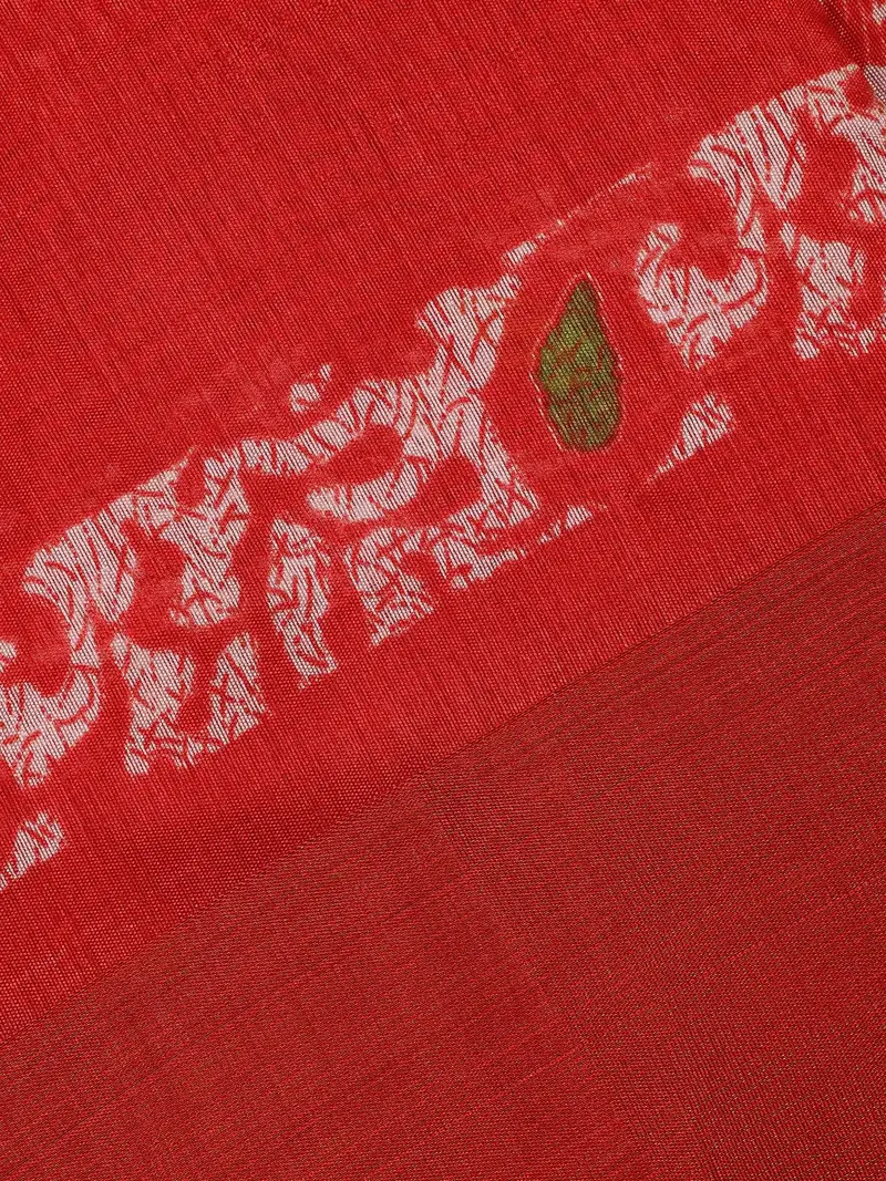 Bright Red Tie-Dye Printed Fancy Cotton Saree 2