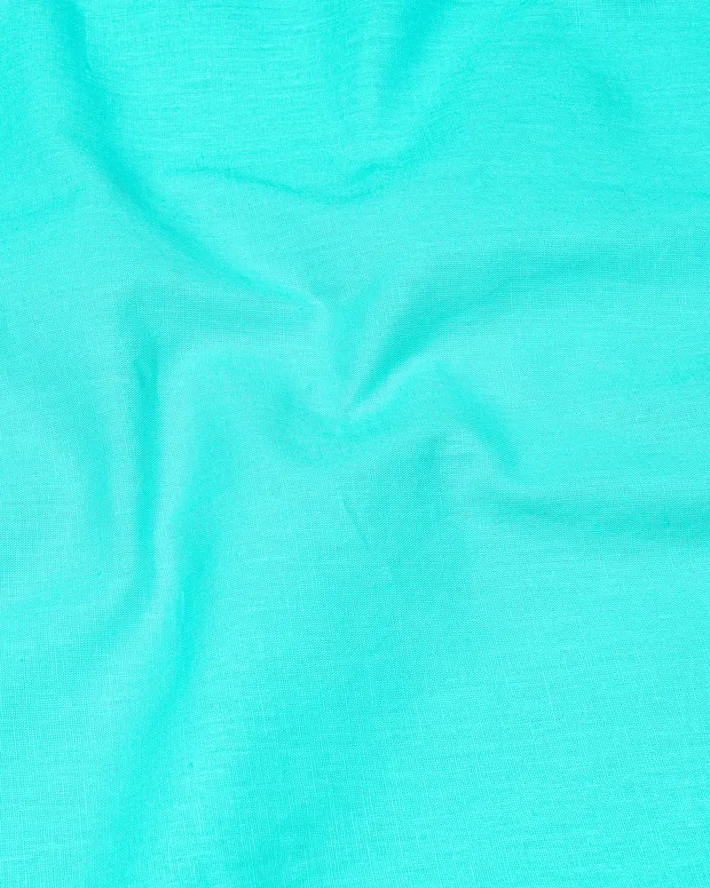 Bright Turquoise Luxurious Linen Kurta Shirt 3