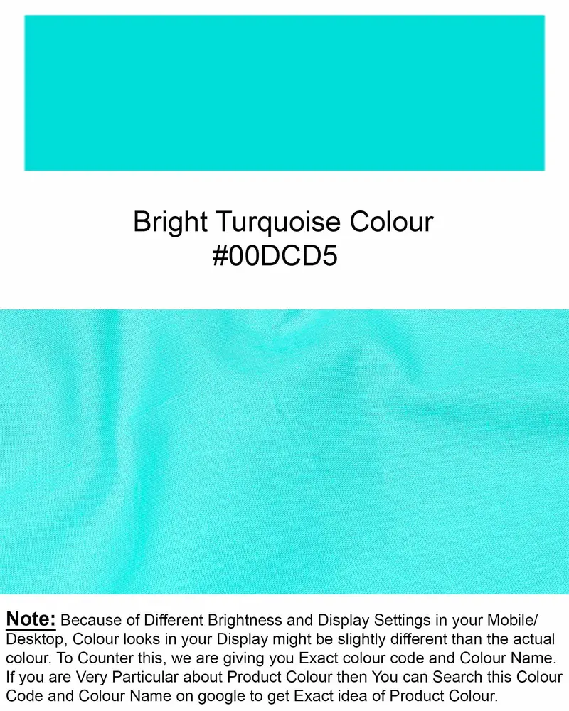 Bright Turquoise Luxurious Linen Kurta Shirt 8