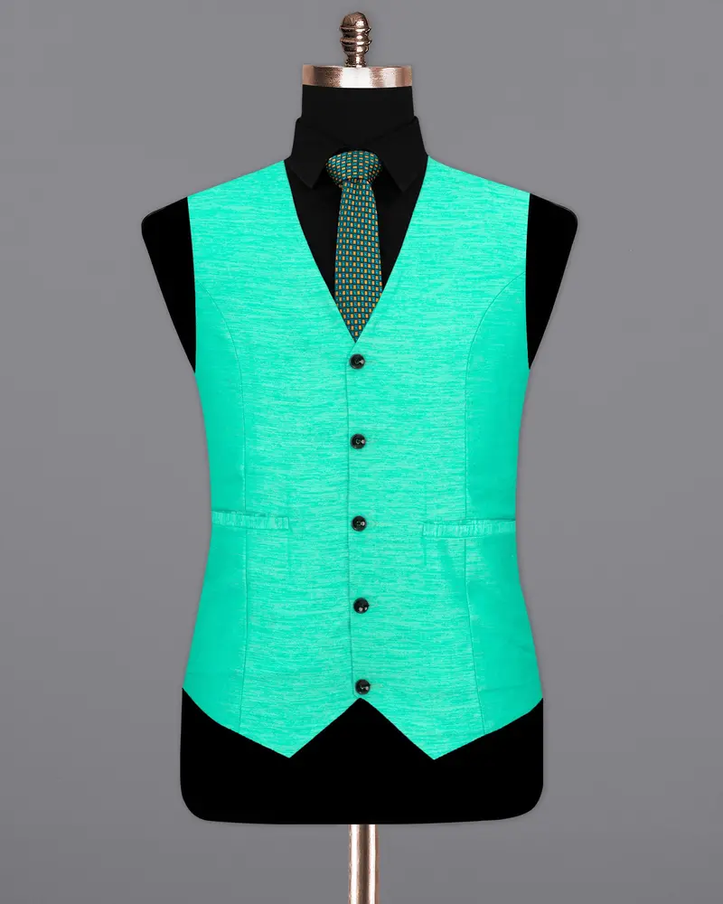 Bright Turquoise Textured Waistcoat 2