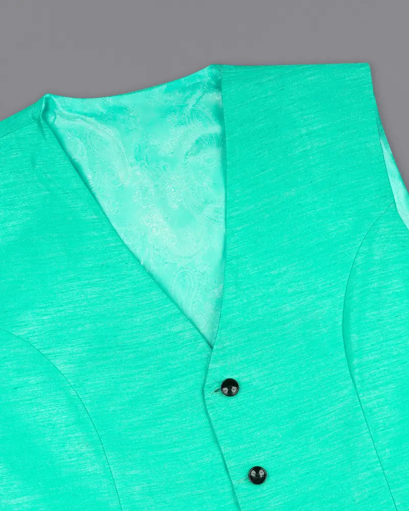 Bright Turquoise Textured Waistcoat 4