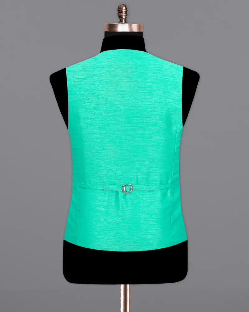 Bright Turquoise Textured Waistcoat 6