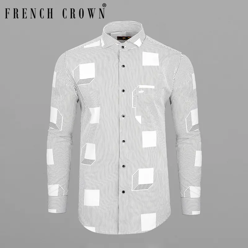 Bright White 3D Box Patterned Premium Cotton Shirt 1