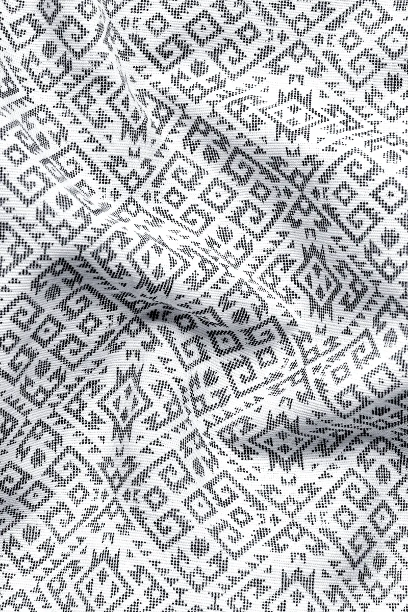 Bright White Abstract Printed Super Soft Premium Cotton Shirt 3