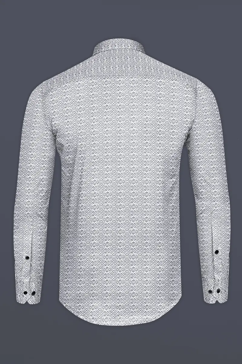 Bright White Abstract Printed Super Soft Premium Cotton Shirt 6
