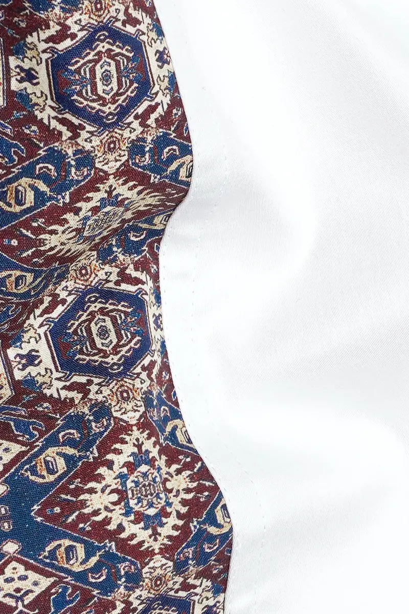 Bright White Ancient Printed Back Super Soft Premium Cotton Shirt 3