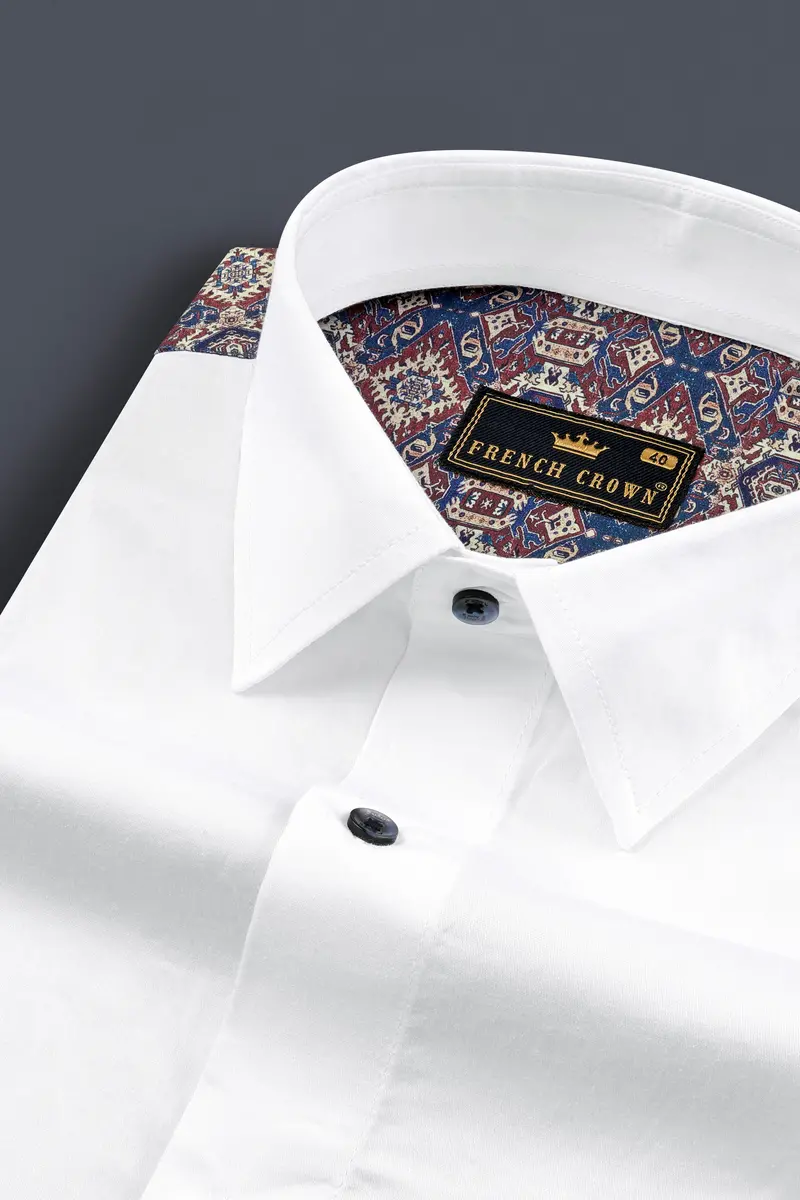 Bright White Ancient Printed Back Super Soft Premium Cotton Shirt 4
