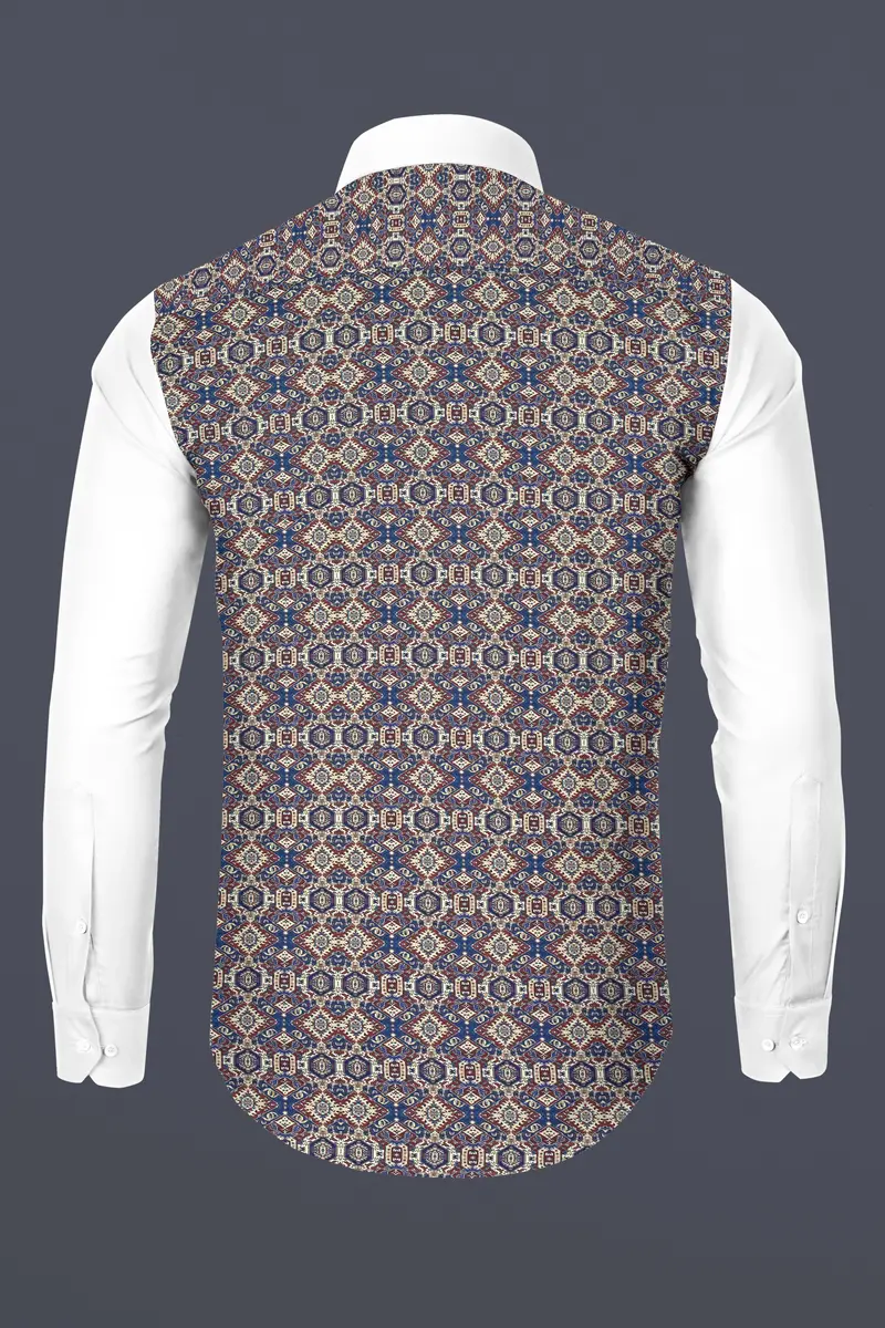 Bright White Ancient Printed Back Super Soft Premium Cotton Shirt 7