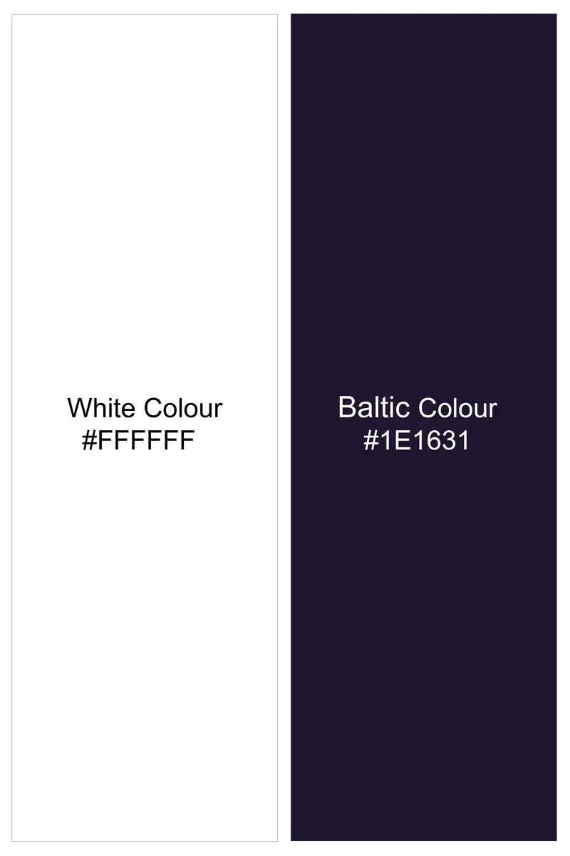 Bright White And Baltic Purple Printed Subtle Sheen Super Soft Premium Cotton Shirt 8