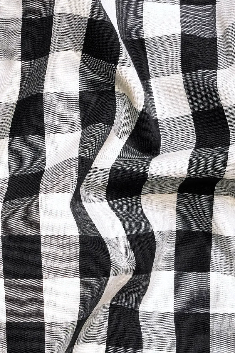 Bright White And Black Checked Royal Oxford Kurta Shirt 3