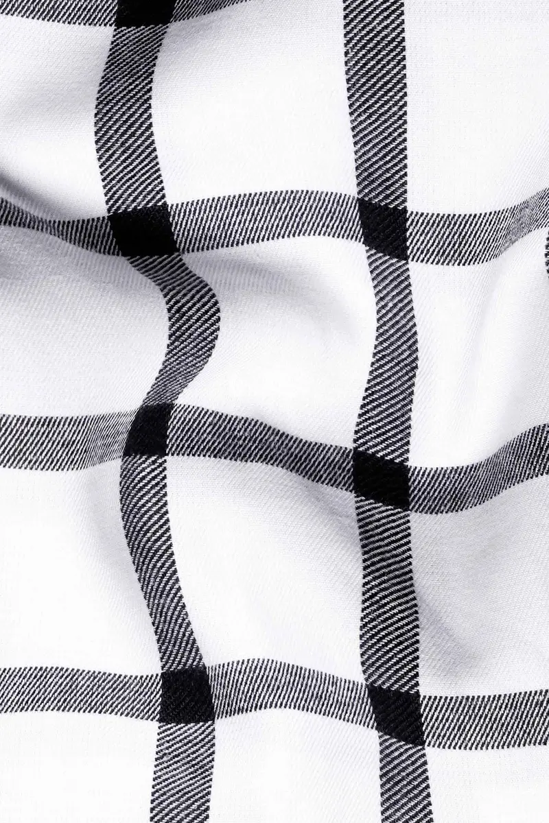 Bright White And Black Checkered Twill Premium Cotton Shirt 2