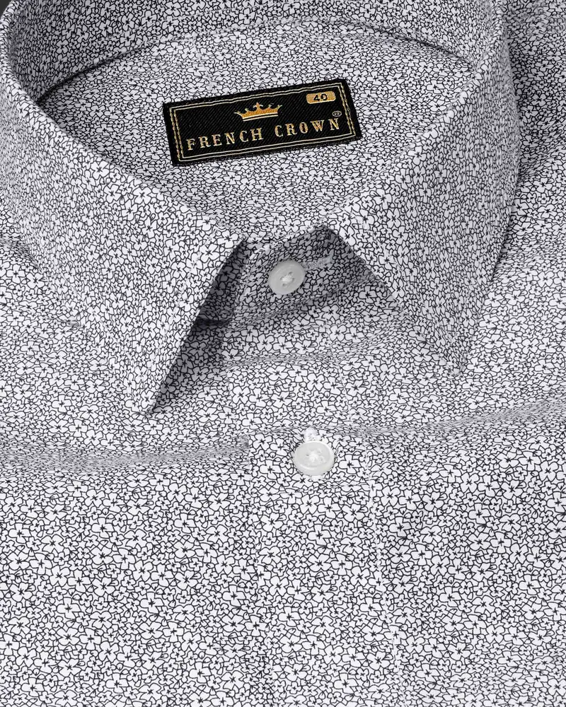 Bright White And Black Ditzy Printed Premium Cotton Shirt 1