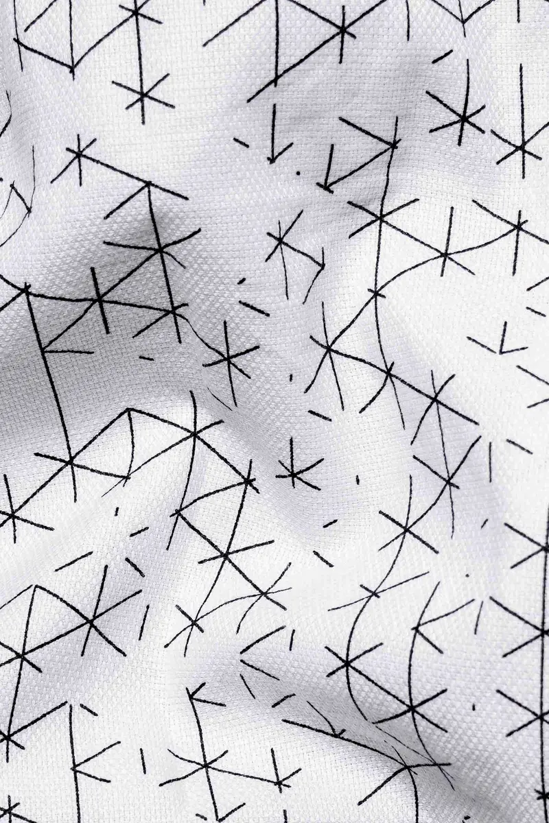 Bright White And Black Dobby Textured Premium Giza Cotton Shirt 2