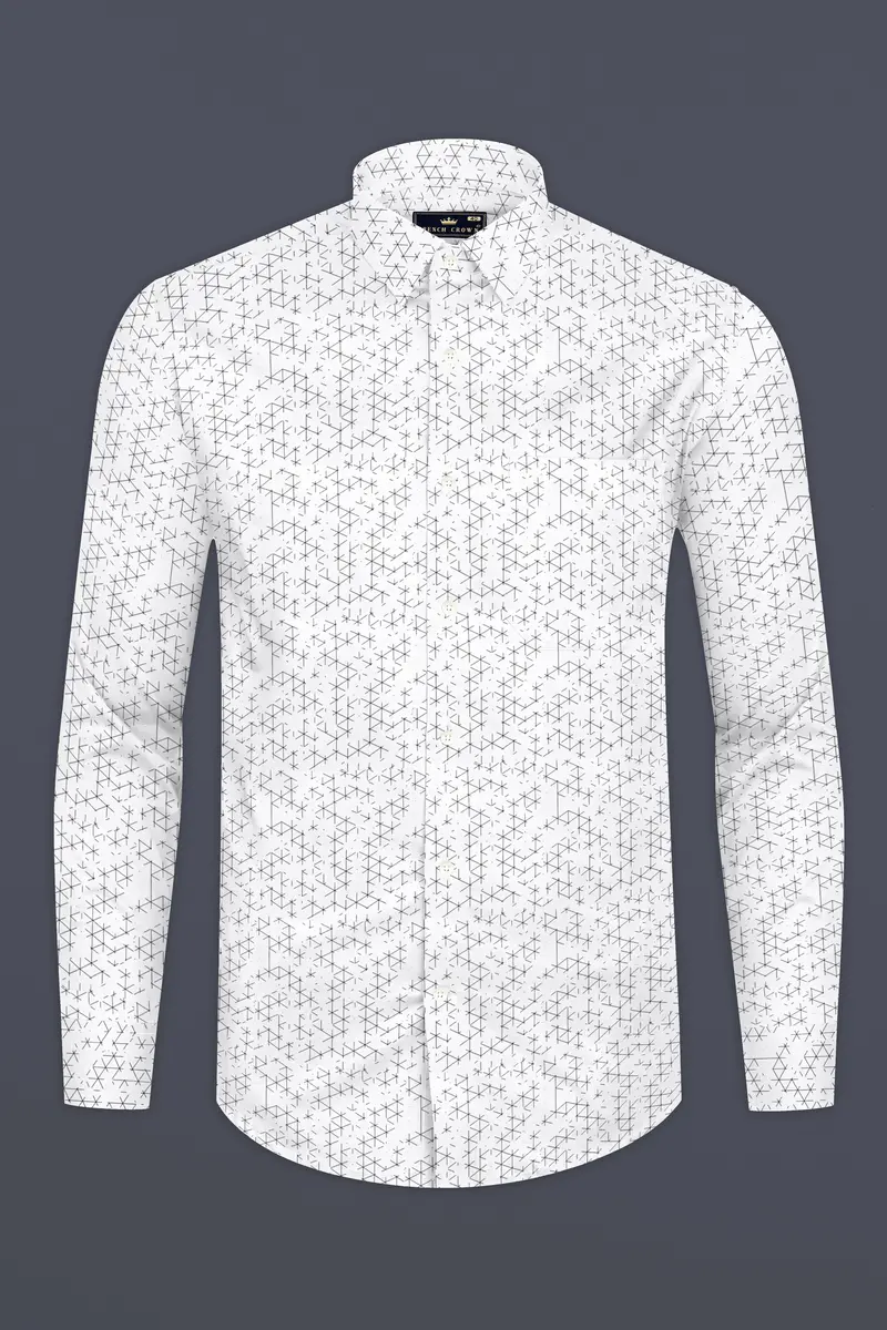 Bright White And Black Dobby Textured Premium Giza Cotton Shirt 4