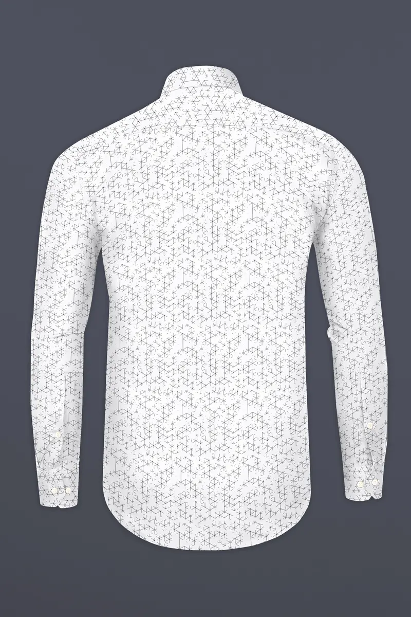 Bright White And Black Dobby Textured Premium Giza Cotton Shirt 5