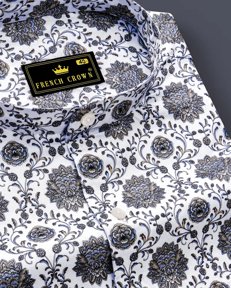 Bright White And Black Ethnic Printed Super Soft Premium Cotton Shirt 1