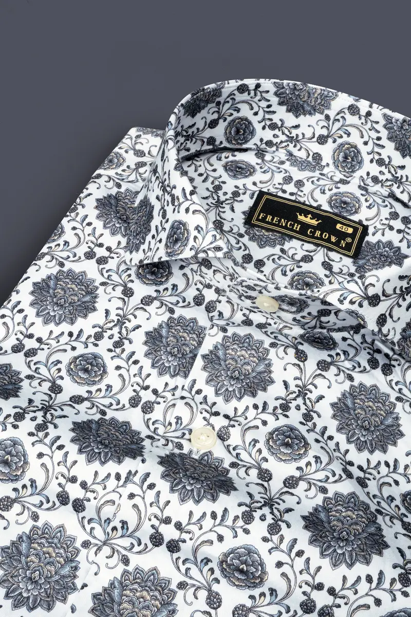 Bright White And Black Ethnic Printed Super Soft Premium Cotton Shirt 1