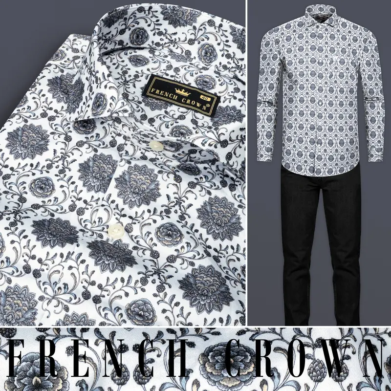 Bright White And Black Ethnic Printed Super Soft Premium Cotton Shirt 10