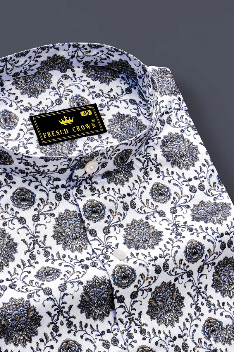 Bright White And Black Ethnic Printed Super Soft Premium Cotton Shirt 2