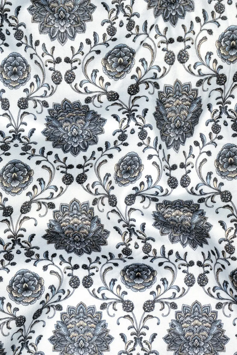 Bright White And Black Ethnic Printed Super Soft Premium Cotton Shirt 2