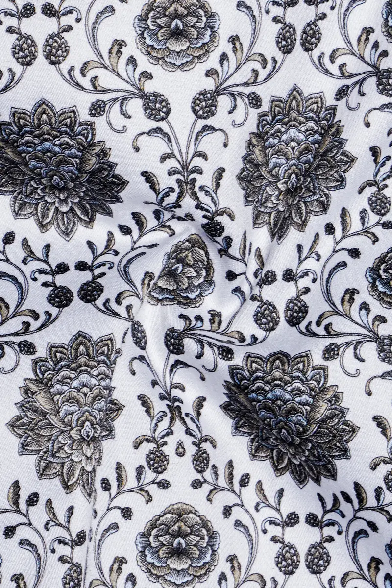 Bright White And Black Ethnic Printed Super Soft Premium Cotton Shirt 3
