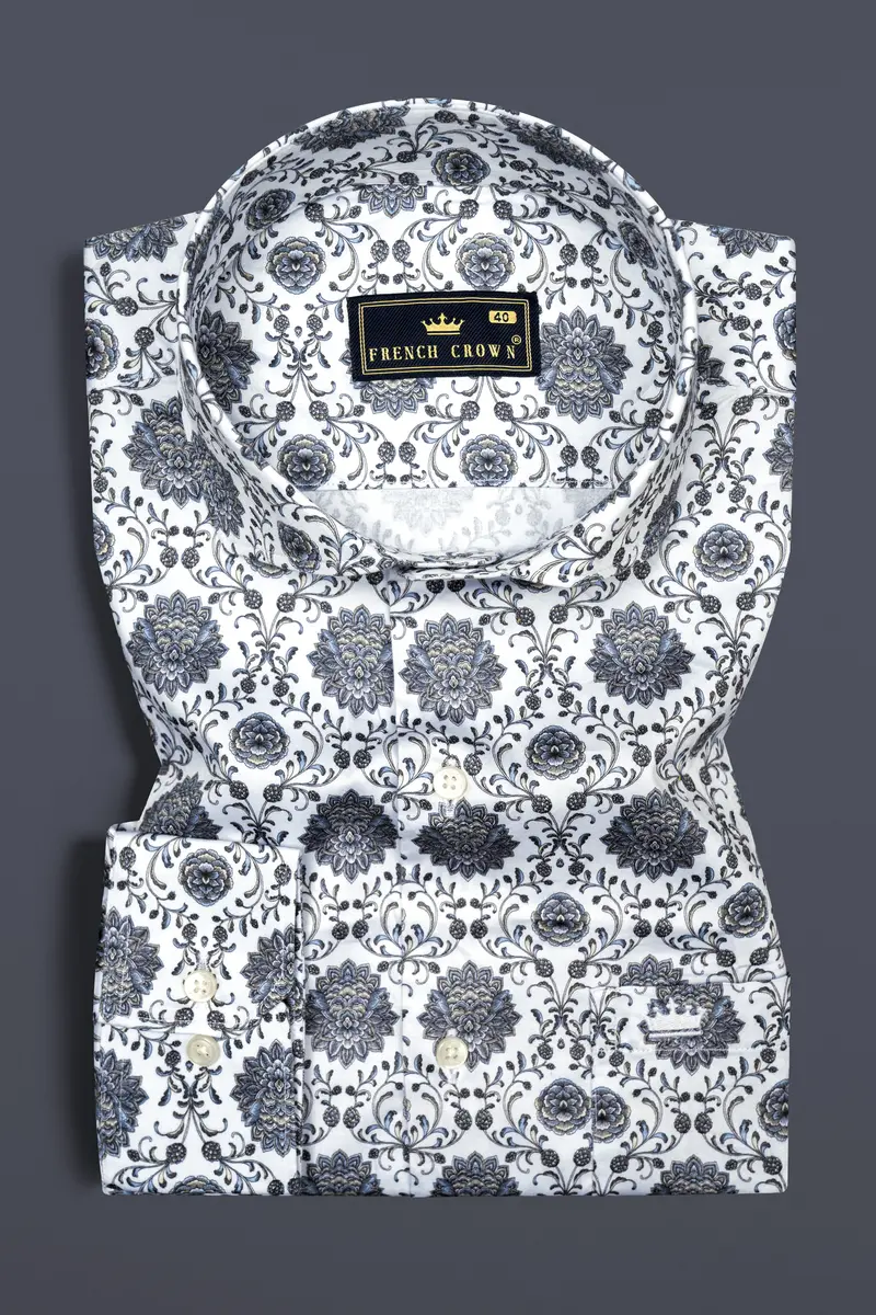 Bright White And Black Ethnic Printed Super Soft Premium Cotton Shirt 3