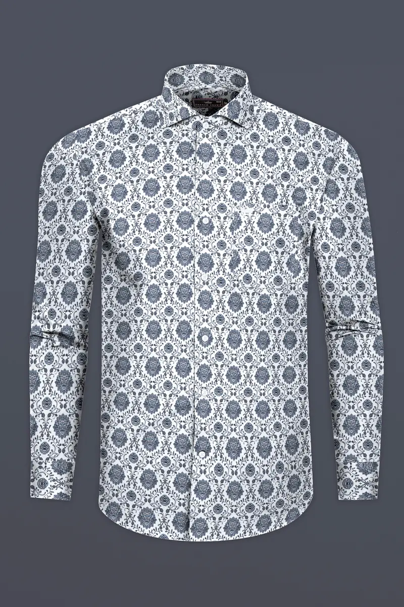 Bright White And Black Ethnic Printed Super Soft Premium Cotton Shirt 4