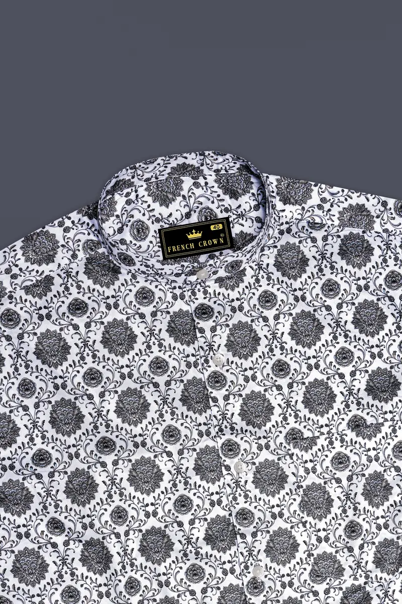 Bright White And Black Ethnic Printed Super Soft Premium Cotton Shirt 5