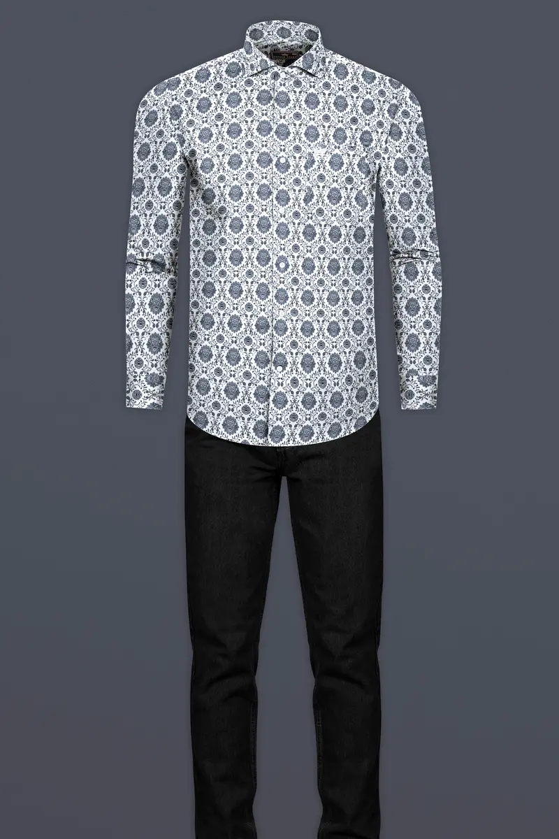 Bright White And Black Ethnic Printed Super Soft Premium Cotton Shirt 6