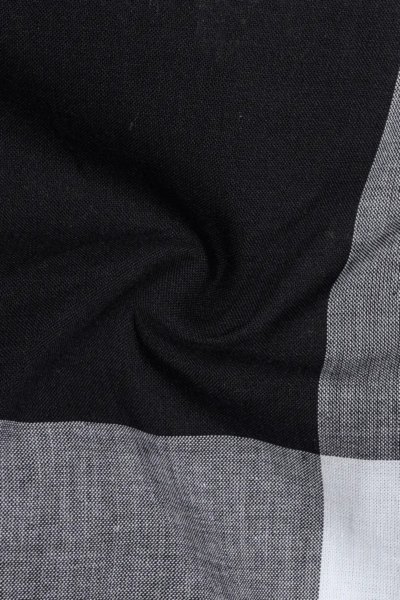 Bright White And Black Plaid Premium Cotton Shirt 3