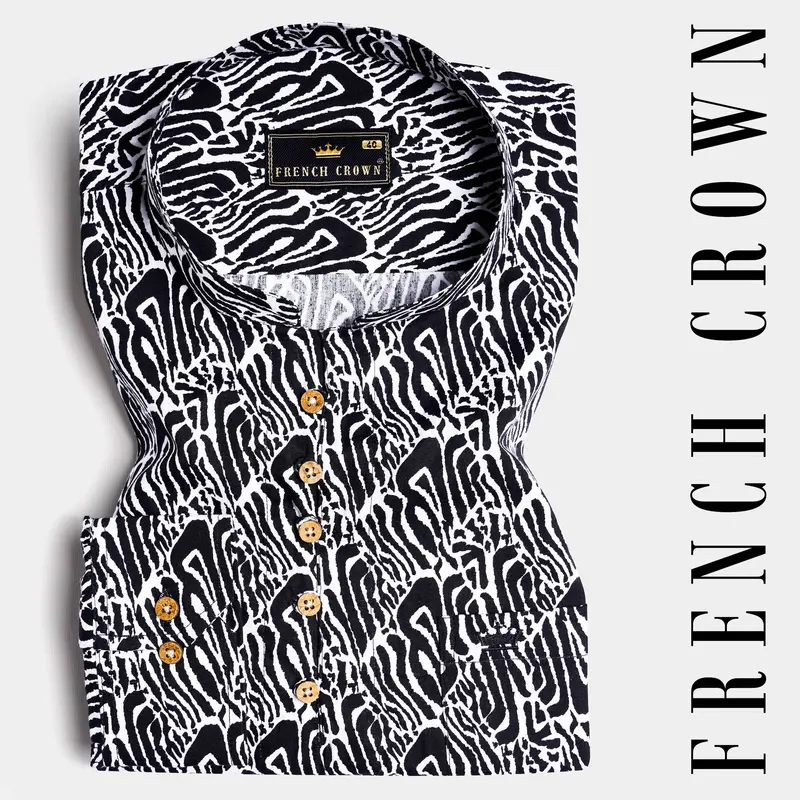 Bright White And Black Premium Cotton Kurta Shirt 1