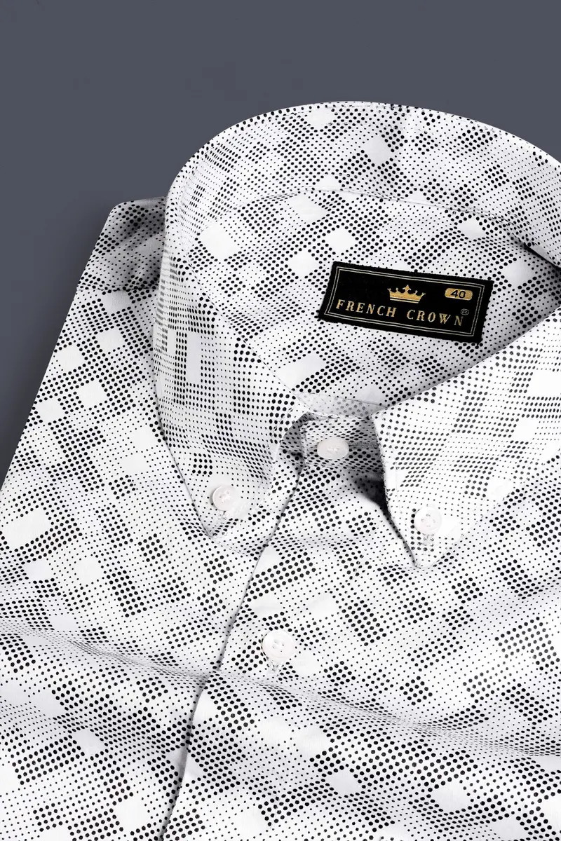 Bright White And Black Printed Super Soft Premium Cotton Shirt 1