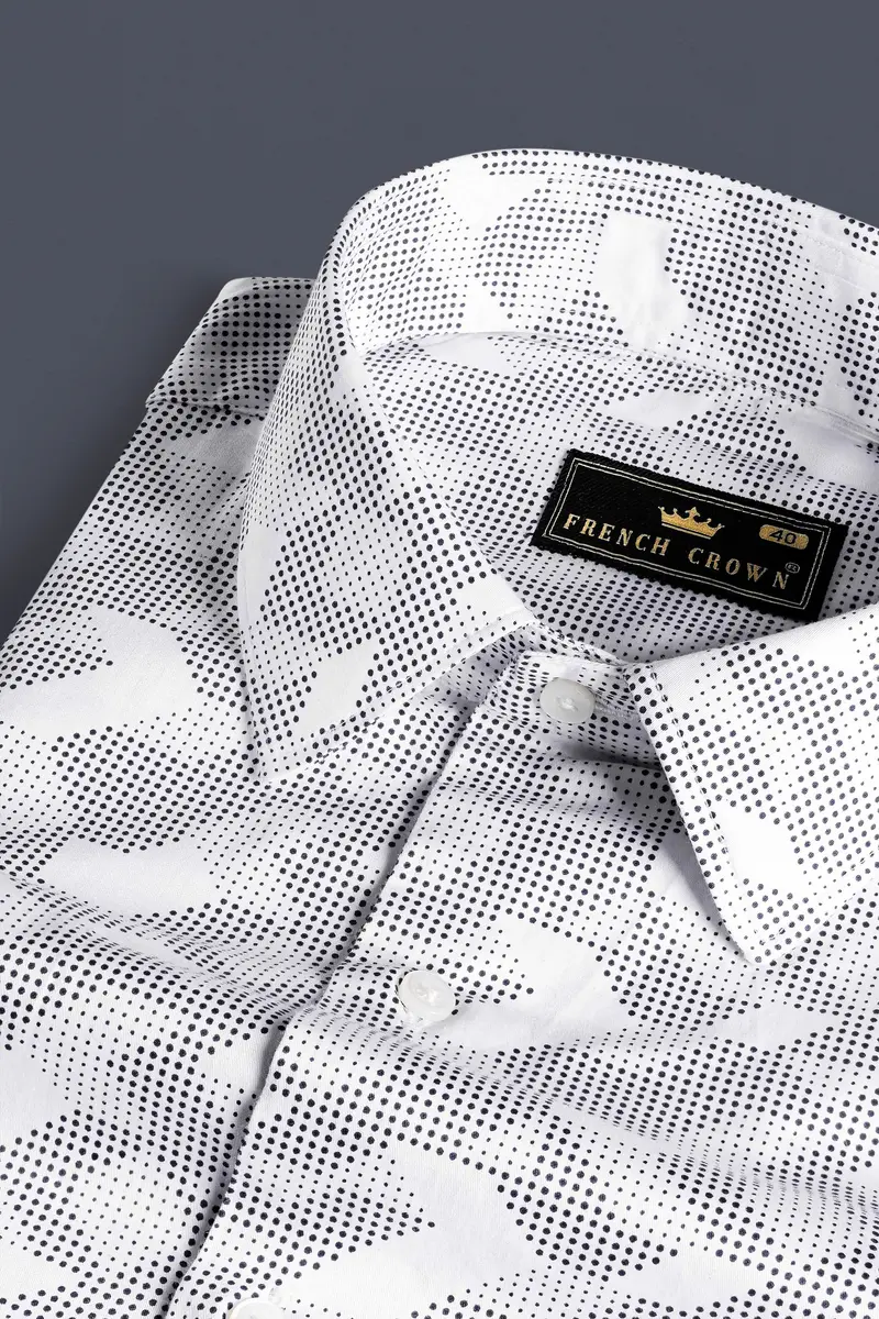 Bright White And Black Printed Super Soft Premium Cotton Shirt 1