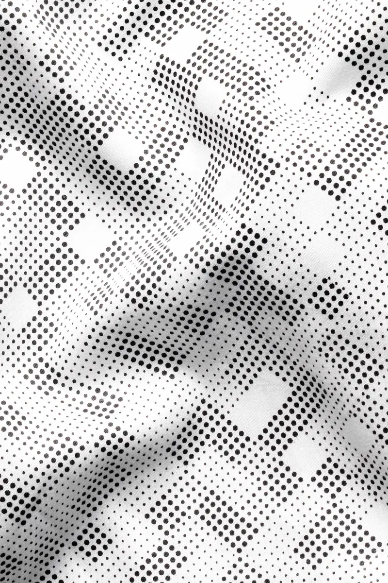 Bright White And Black Printed Super Soft Premium Cotton Shirt 2