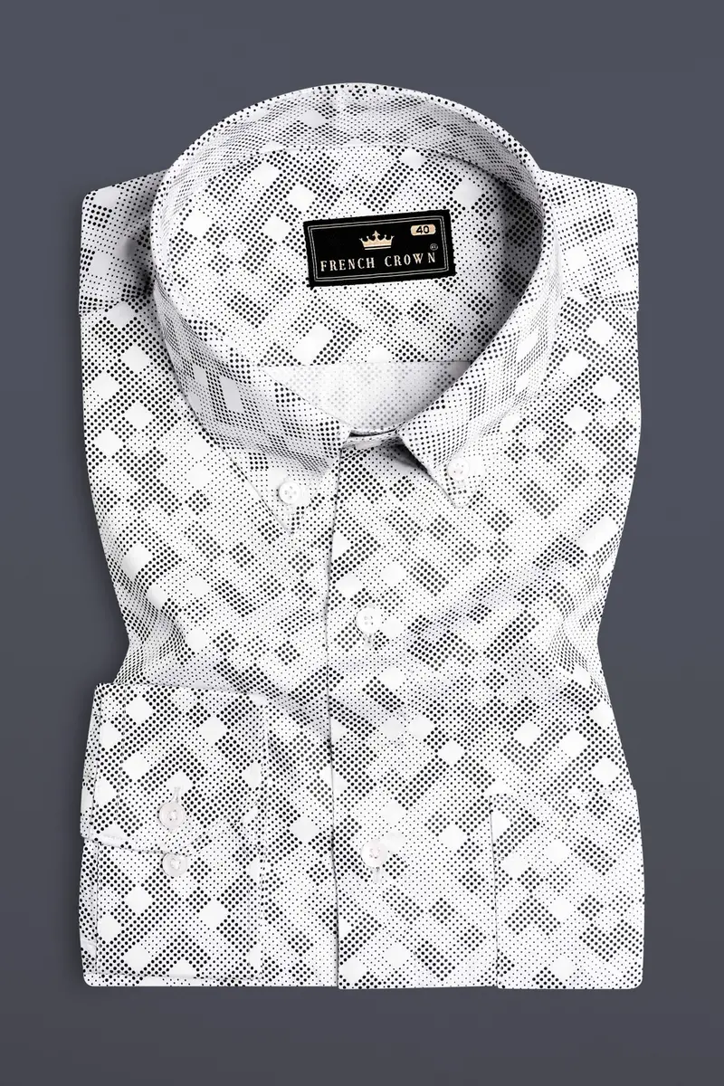Bright White And Black Printed Super Soft Premium Cotton Shirt 3