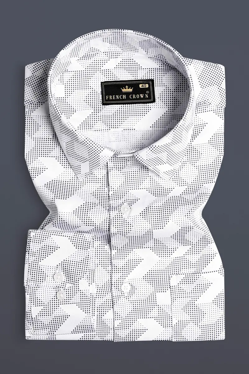 Bright White And Black Printed Super Soft Premium Cotton Shirt 3