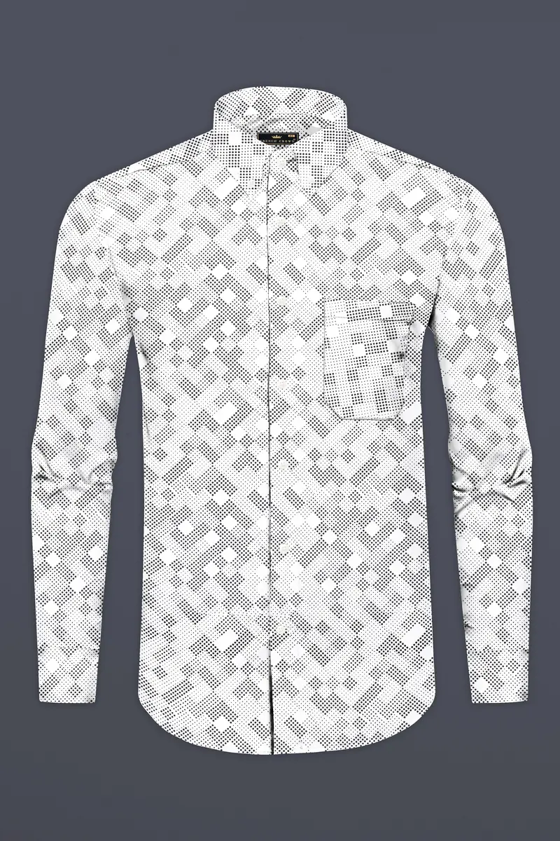 Bright White And Black Printed Super Soft Premium Cotton Shirt 4