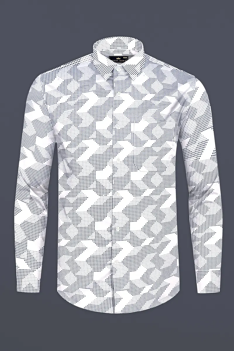 Bright White And Black Printed Super Soft Premium Cotton Shirt 4