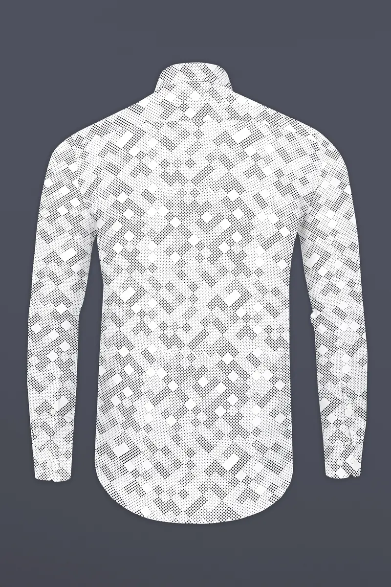 Bright White And Black Printed Super Soft Premium Cotton Shirt 5
