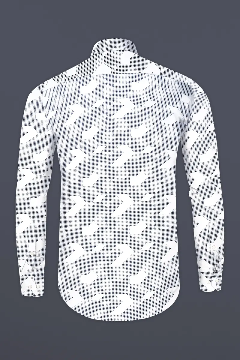Bright White And Black Printed Super Soft Premium Cotton Shirt 5