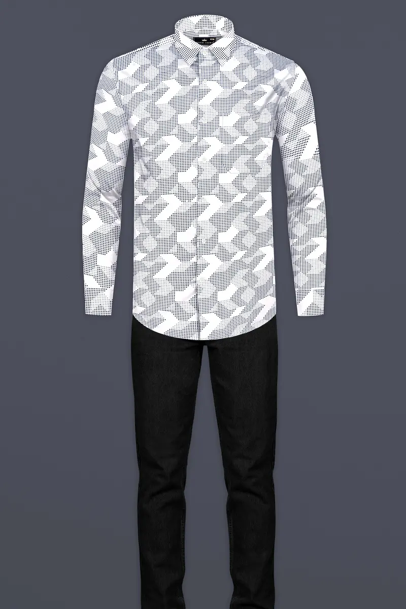 Bright White And Black Printed Super Soft Premium Cotton Shirt 6